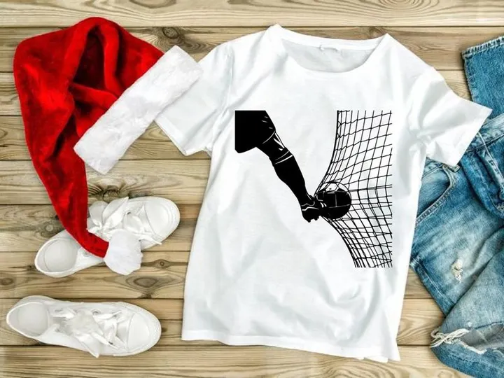Soccer goalkeeper making a save in a stylized black and white illustration