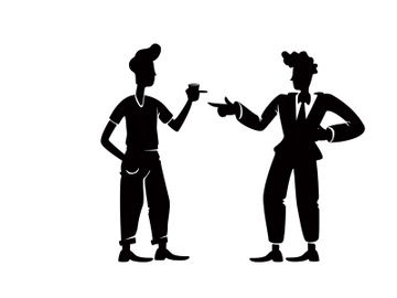 Old school guys greeting black silhouette illustration preview picture