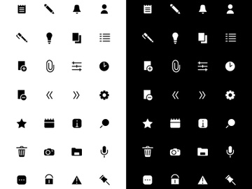 Notes glyph icons set for night and day mode preview picture