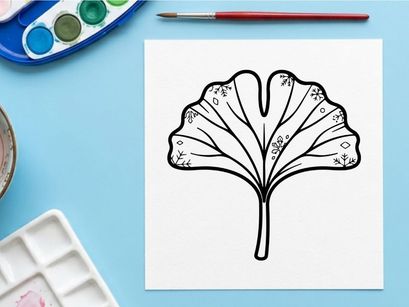 Elegant Ginkgo-Blatt-Illustration für Natur- und botanische Designs. Künstlerische botanische Zeichnung mit detaillierter Blattstruktur.