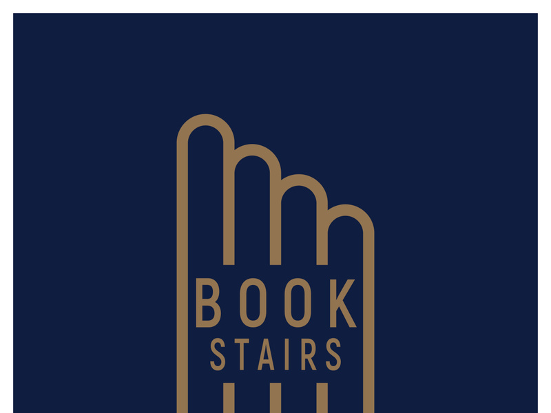 book stairs logo, or library for bookstores, book companies, publishers, encyclopedias, libraries, education, digital books, vectors