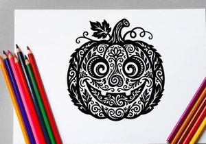 Intricate Halloween Pumpkin Tattoo Design for Body Art and Decor