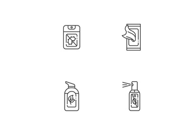 Antibacterial hand sanitizers linear icons set preview picture