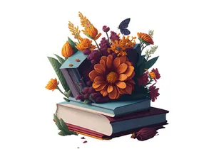 Vector Illustration Books decorated by flowers