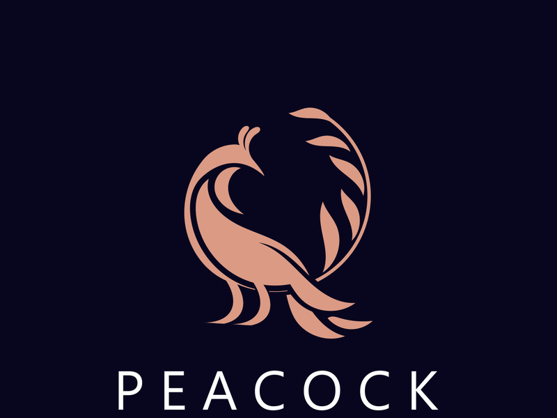 Peacock logo line art elegant concept icon design template flat vector illustration