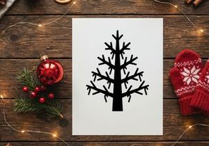Stylized black Christmas tree silhouette for holiday decoration