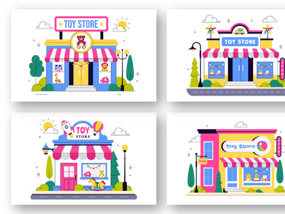 10 Toy Store Vector Illustration
