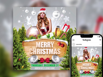 Free Stunning Festive Merry Christmas Party Instagram Post Template preview picture