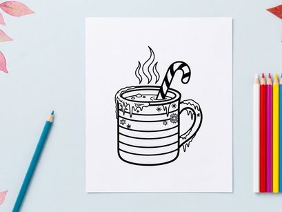 Steaming hot coffee mug with Christmas snowflake steam for festive winter morning celebrations