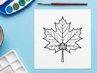 Detailed maple leaf illustration for nature and botanical projects. Elegant leaf design for environmental themes and artistic use.