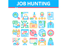 Job Hunting Collection Elements Vector Icons Set