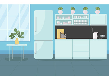 Corporate canteen flat color vector illustration preview picture