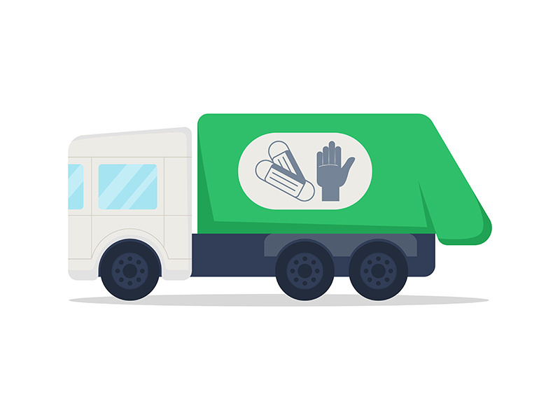 Truck for medical waste semi flat color vector object