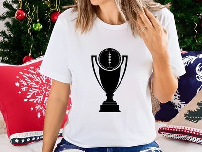 American football trophy award icon with soccer ball