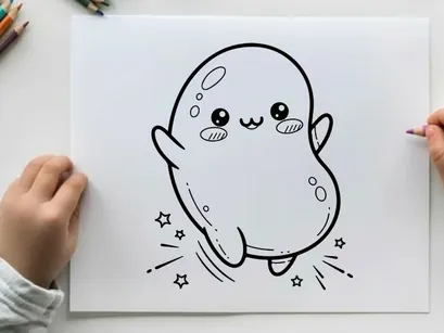 Cute ghost hugging heart vector illustration flat design