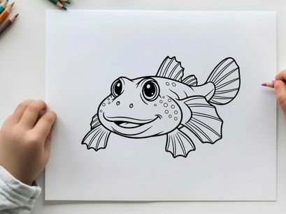 Cute cartoon fish smiling vector illustration flat design
