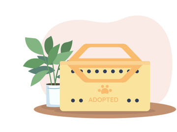 Box for adopted animal 2D vector web banner, poster preview picture