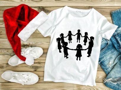 Children holding hands circle unity teamwork diversity vector illustration