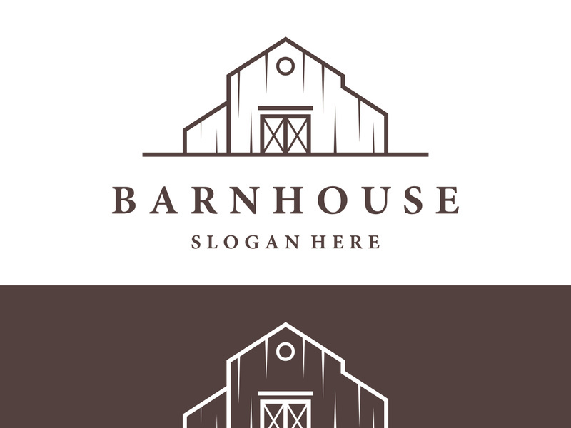 Logo design of organic farm house or barn or barn and animal farmhouse vintage.Vintage country logo.