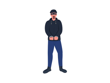 Robber in handcuffs flat color vector faceless character preview picture