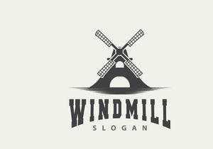 Windmill Logo, Agriculture Farm Vector, Nature