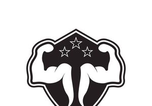 Arm muscle silhouette logo biceps icon vector illustration