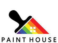 logo icon illustration house paint with a blend of brushes and rollers for house wall paint design, minimalist house, painting, interior, building, property business, wallpaper, vector concept