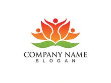 People yoga health in lotus flower logo