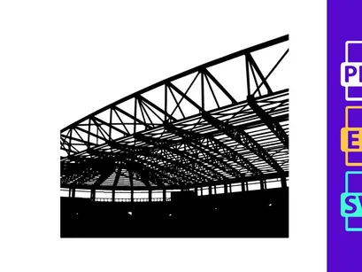 Industrial building steel structure roof trusses silhouette