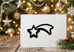 Simple shooting star icon, black outline graphic of a celestial comet symbol.