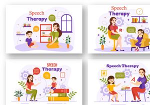 12 Speech Therapy Vector Illustration