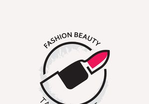 Lipstick logo design for makeup fashion shop and beauty vector cosmetic design template