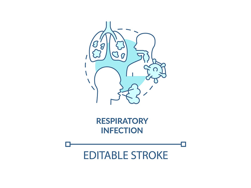Respiratory infection blue concept icon