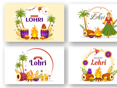 17 Happy Lohri Festival Illustration