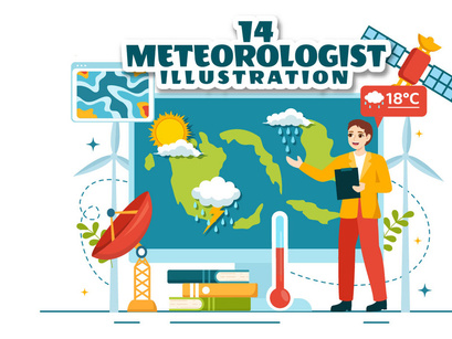 14 Meteorologist Vector Illustration