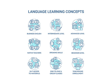 Language learning concept icons set preview picture