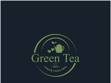 Tea cup logo vector design.Green tea vector logo template.