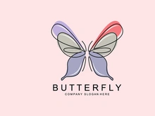 Butterfly Logo Design, Beautiful Flying Animal, Company Brand Icon Illustration, Screen Printing, Salon