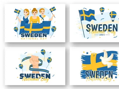 14 Sweden National Day Vector Illustration