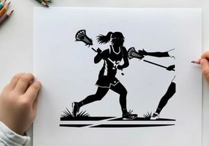 Lacrosse players in action silhouette