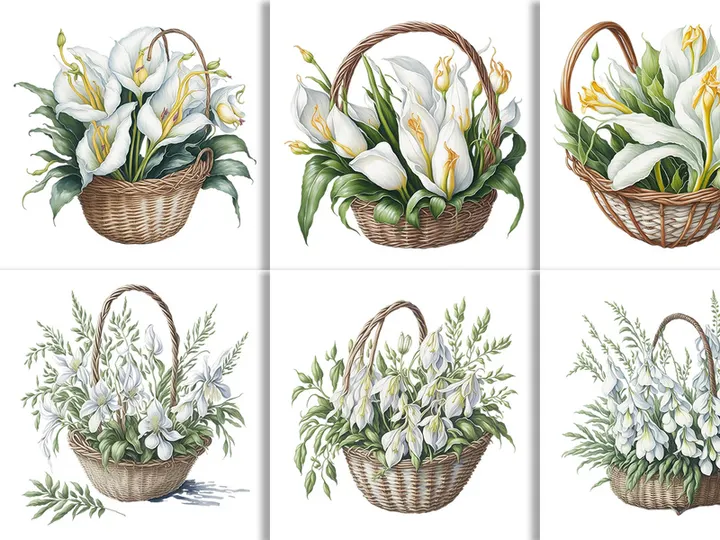 Watercolor Flower Basket