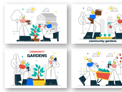 10 Community Garden Illustration
