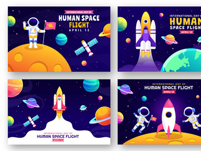 12 Human Space Flight Day Illustration