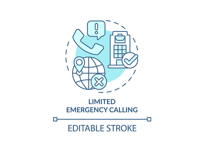 Limited emergency calling turquoise concept icon