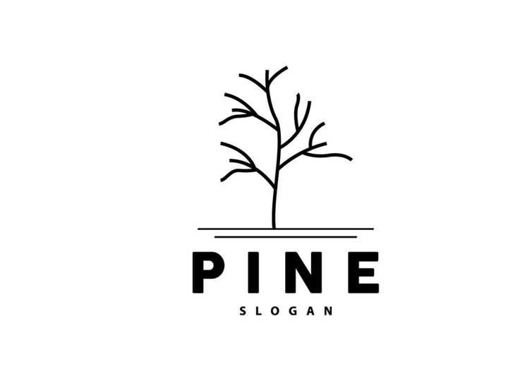 Pine Tree Logo, Luxurious Elegant Simple Design