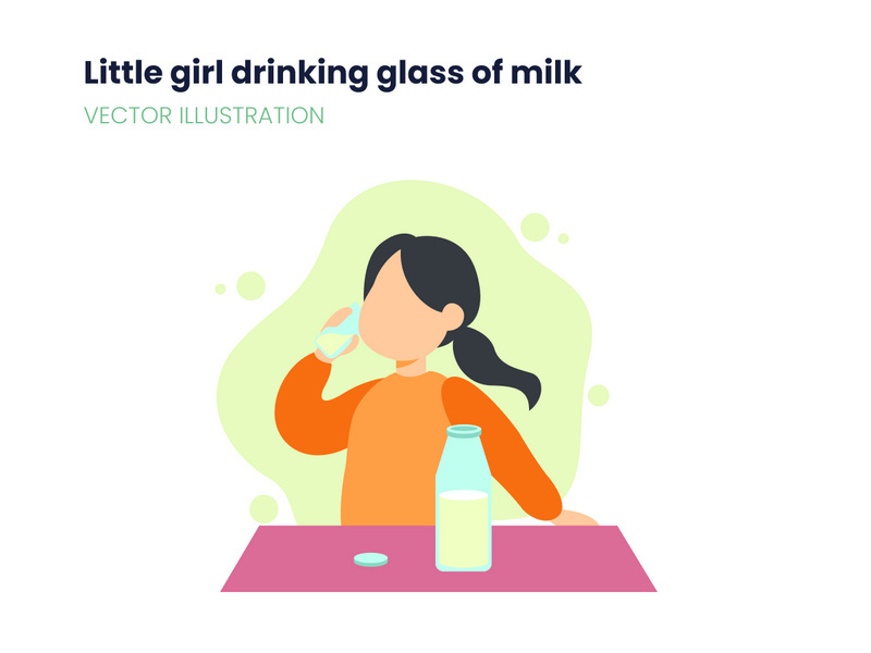 Little girl drinking glass of milk