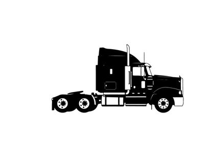 Silhouette of a large semi truck with sleeper cabin