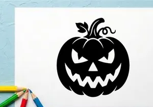 Halloween Jack-o'-Lantern with Menacing Face and Carved Expression