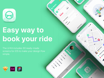 Taxi Booking mobile UI Kit for SKETCH preview picture