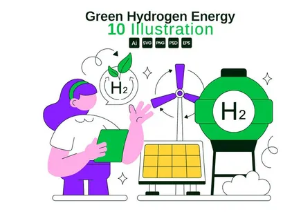 10 Green Hydrogen Energy Illustration
